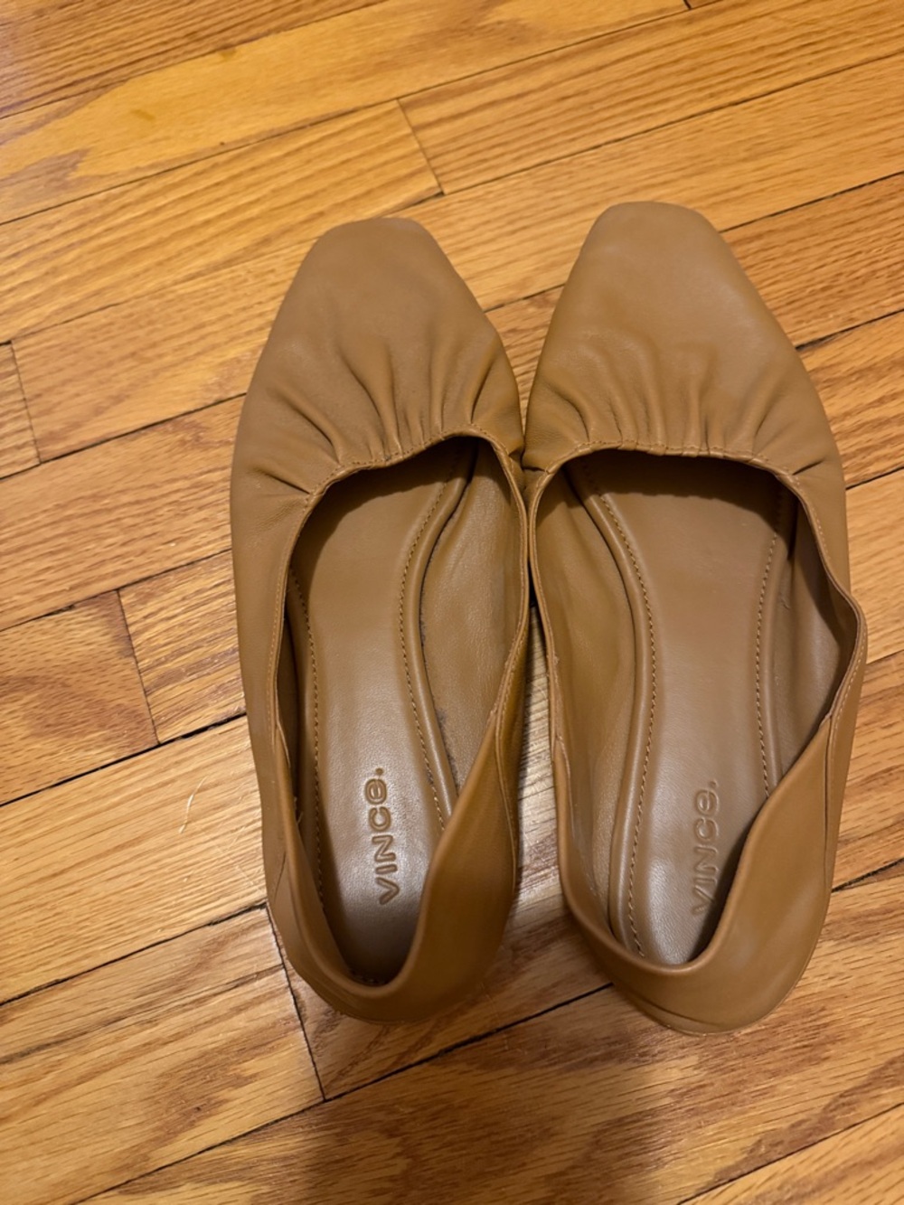 Vince Caramel Tan Leather Ballet Flats